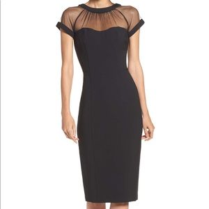 Maggy London Illusion Yoke Crepe Sheath Dress